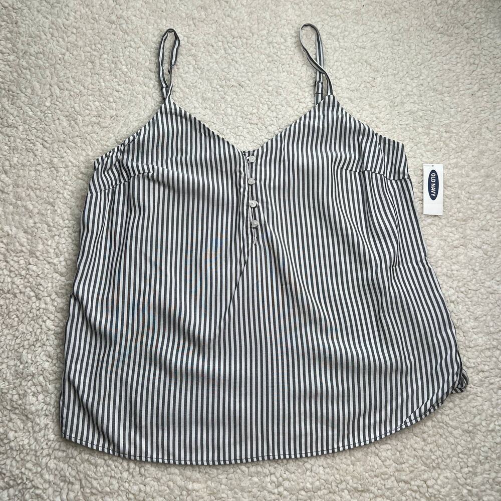 Old Navy Blue and White Stripe Adjustable Tank Small